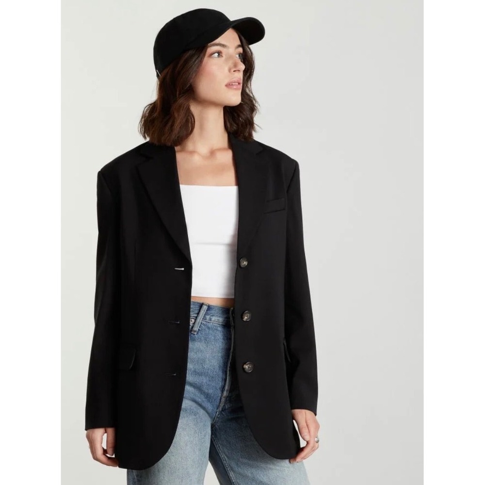 Everlane The 80's Black Blazer Tencel Lyocell Cotton Blend Size 4 NWT